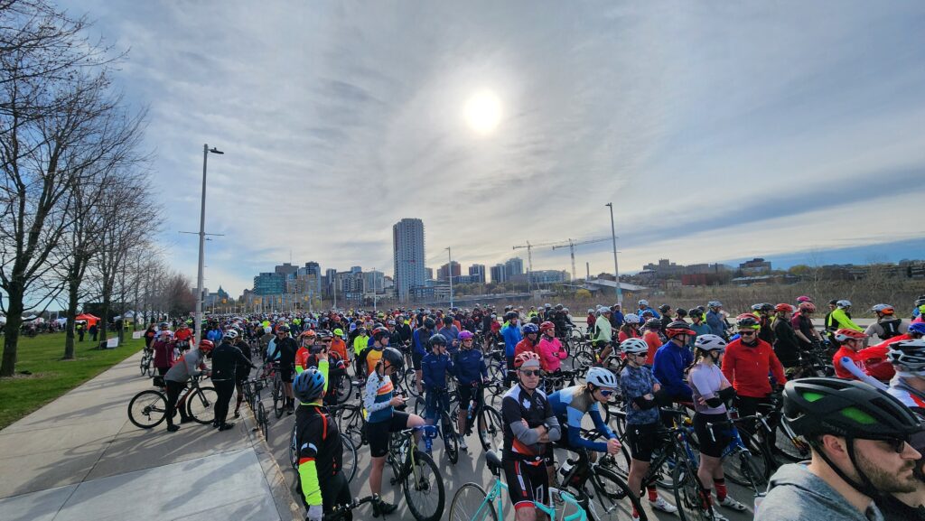 The starting line for the 70km cycle