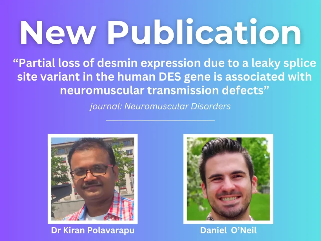 New Publication: Partial loss of desmin expression due to a leaky splice site variant in the human DES gene is associated with neuromuscular transmission defects