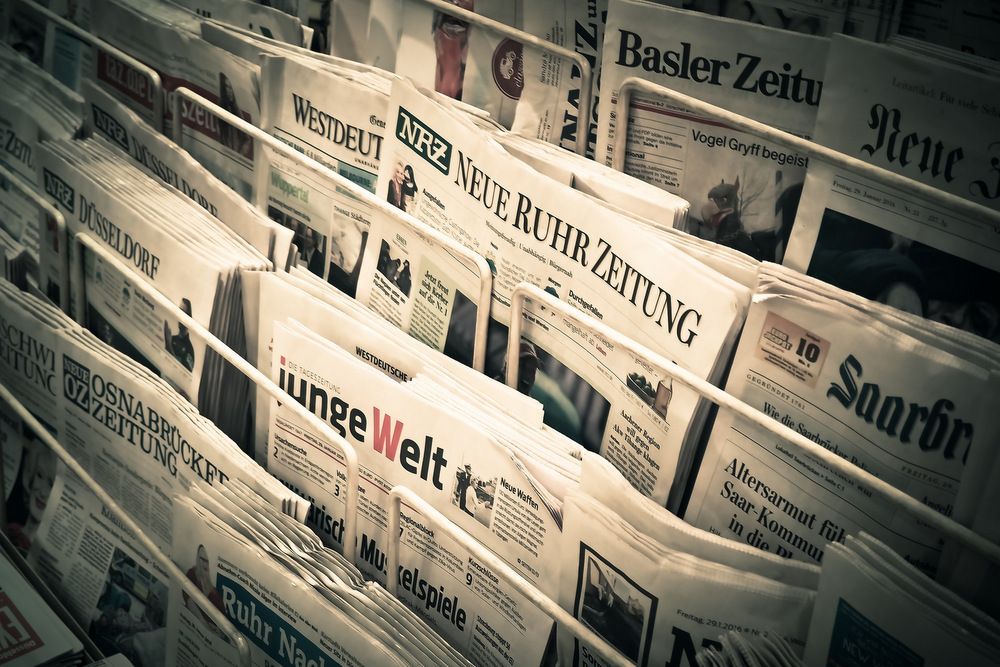 Rack of newspapers