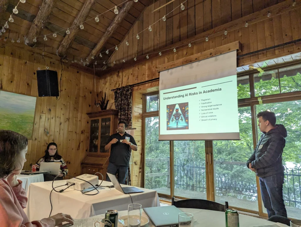 Malai and Josh presenting to the team.